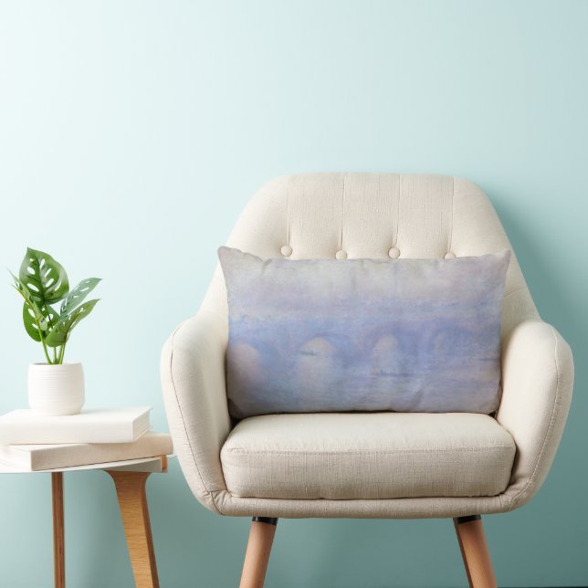 Coussin Rectangle Waterloo Bridge, effet de brouillard par Claude Mo (Chaise)