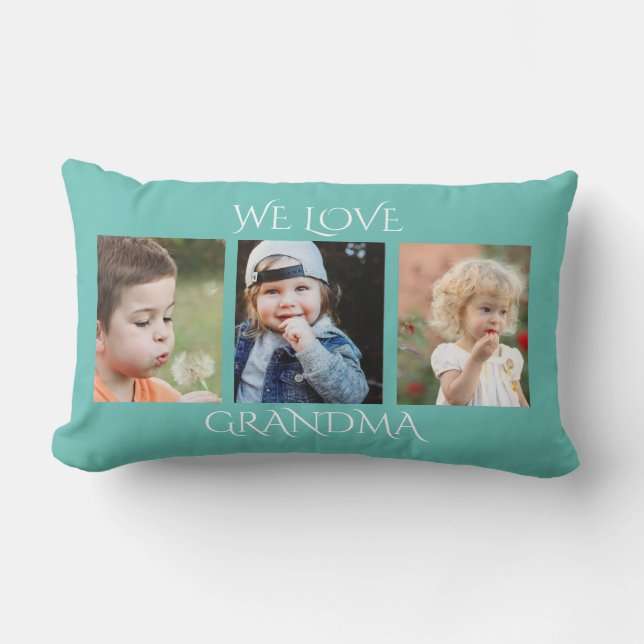 Coussin Rectangle We Love Grandma Photo Collage (Recto)