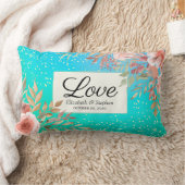 Coussin Rectangle Wedding shower Elégant rose Floral Turquoise Gold  (Couverture)