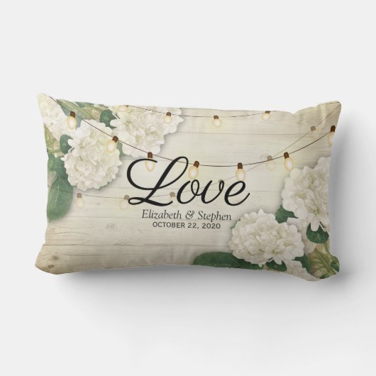 Coussin Rectangle Wedding shower Hydrangea Flower String Lumières bo (Verso)