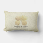 Coussin Rectangle Wedding shower Moderne Or Ananas Damask Papier (Recto)