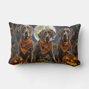 Coussin Rectangle Weimaraner Halloween Éffrayant