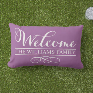 Coussin Rectangle Welcome Violet Purple Custom