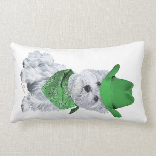 Coussin Rectangle Westie Cowboy en Vert