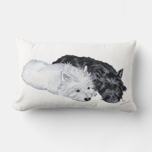 Coussin Rectangle Westie & Scottie au repos