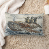 Coussin Rectangle Whale Riders Whimsical Whale and Penguin Ocean (Couverture)