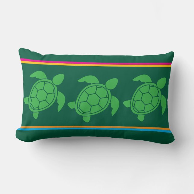Coussin Rectangle Whimsy Turtles Green Lumbar Cushion (Recto)