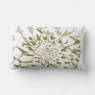 Coussin Rectangle White Dahlia Flower Design
