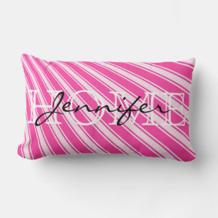 Coussin Rectangle Wild Strawberry Color Stripe Pattern Home Monogram