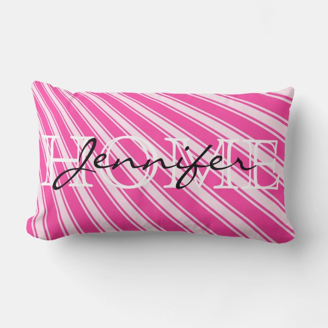 Coussin Rectangle Wild Strawberry Color Stripe Pattern Home Monogram (Recto)