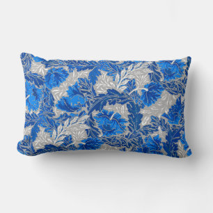 Coussin Rectangle William Morris Floral, Sapphire Blue et Grey