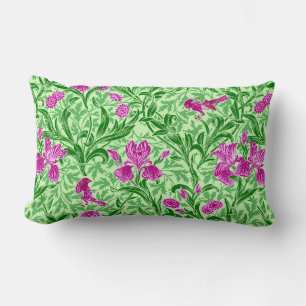 Coussin Rectangle William Morris Irises, Green, Magenta et Orchid