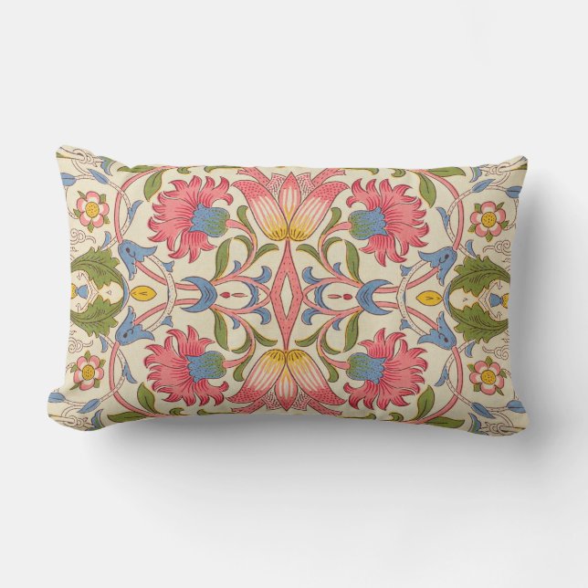 Coussin Rectangle William Morris Lodden Motif Floral Pastel  (Recto)