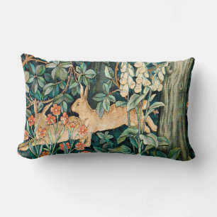 Coussin Rectangle William Morris Vintage Lapin Jardin Floral Art