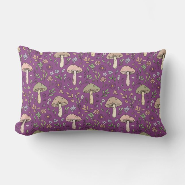 Coussin Rectangle Witchy Plum Purple Fungi Seamless Pattern Gift (Recto)