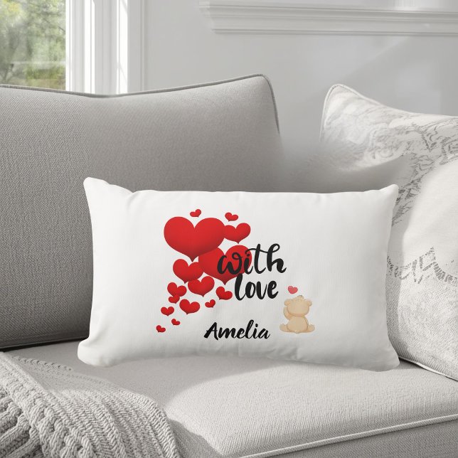 Coussin Rectangle With Love Personalized Throw Pillow (Créateur téléchargé)