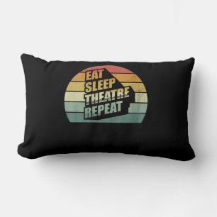 Coussin Rectangle Women's Vintage Retro Eat Sleep Theater Repeat