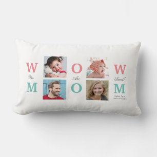 Coussin Rectangle "Wow Maman" Vous Êtes Amoureux, Vos 4 Photos Perso