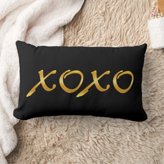 Coussin Rectangle XOXO en or et noir (Couverture)