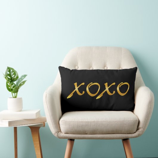 Coussin Rectangle XOXO en or et noir (Chaise)