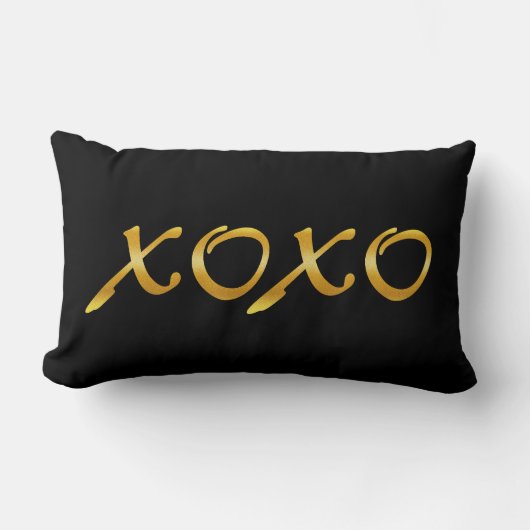 Coussin Rectangle XOXO en or et noir (Recto)