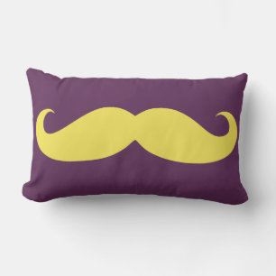 Coussin Rectangle Yellow Mustache on Purple