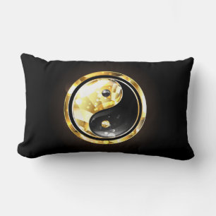 Coussin Rectangle Yin Yang or sur noir