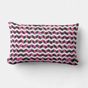 Coussin Rectangle Zebra Chevron noir et rose chaud