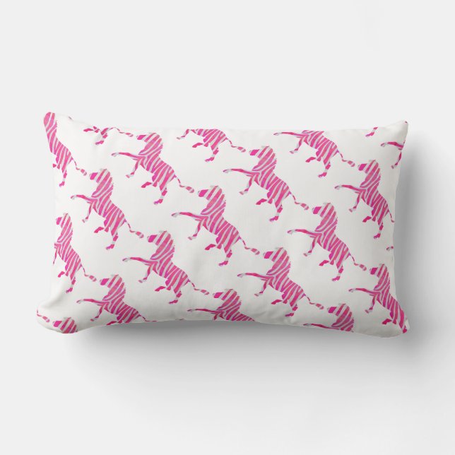 Coussin Rectangle Zebra Hot rose et blanc Silhouette (Recto)