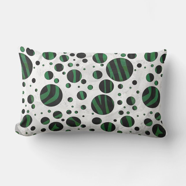 Coussin Rectangle Zebra noir et vert Polka point (Recto)