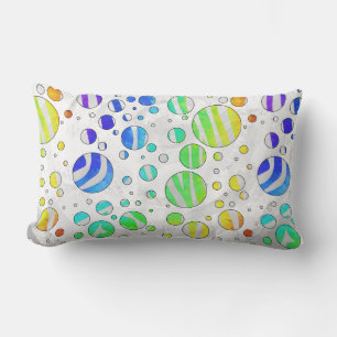 Coussin Rectangle Zebra Polka Dot Arc-en-ciel et impression blanche