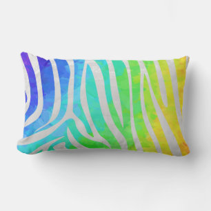 Coussin Rectangle Zebra Rainbow et White Print