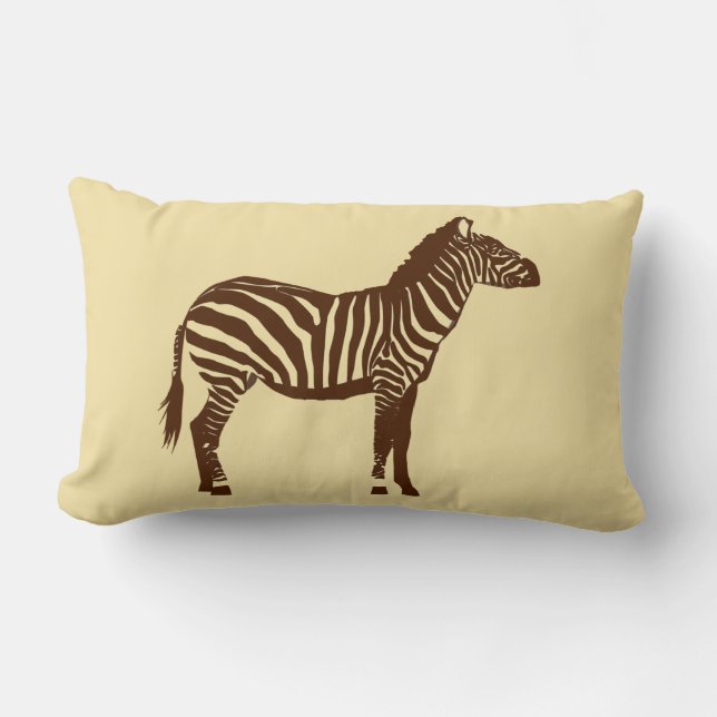 Coussin Rectangle Zèbre - Brun chocolat et beige chameau (Recto)