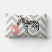 Coussin Rectangle Zèbre Bubble Gum soufflant une bulle (Verso)