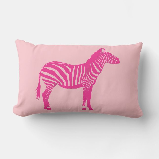 Coussin Rectangle Zèbre - Fuchsia et rose clair (Recto)