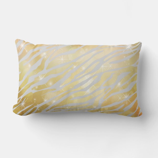 Coussin Rectangle Zèbre orange et or (Recto)