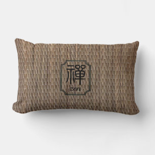 Coussin Rectangle Zen japonais calligraphie tatami imprimé rustique