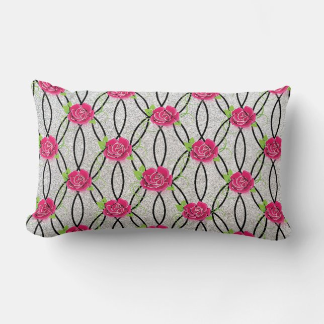 Coussin Rectangle Zig Zag Motif, fleur (Recto)