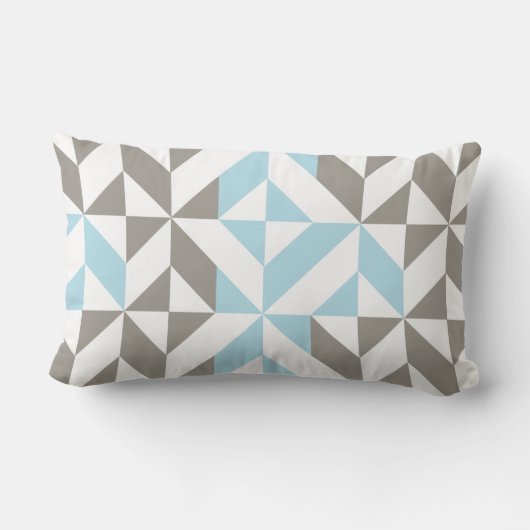 Coussin Rectangle ZigZag géométrique bleu et argent (Verso)