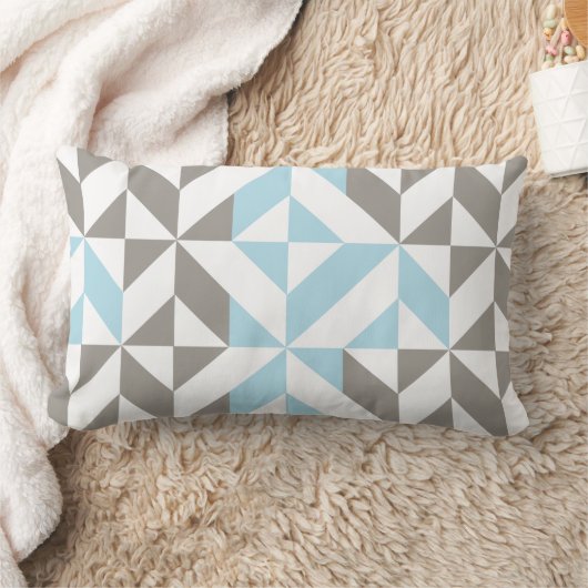 Coussin Rectangle ZigZag géométrique bleu et argent (Couverture)