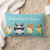 Coussin Rectangle Zoo mignon Animaux avec le nom de l'enfant (Couverture)