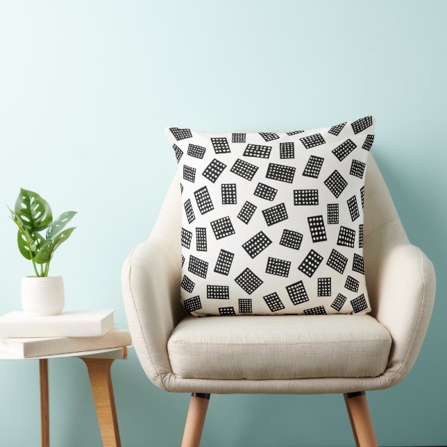 Coussin Rectangles Abstraites 081122 - Noir sur blanc (Chaise)