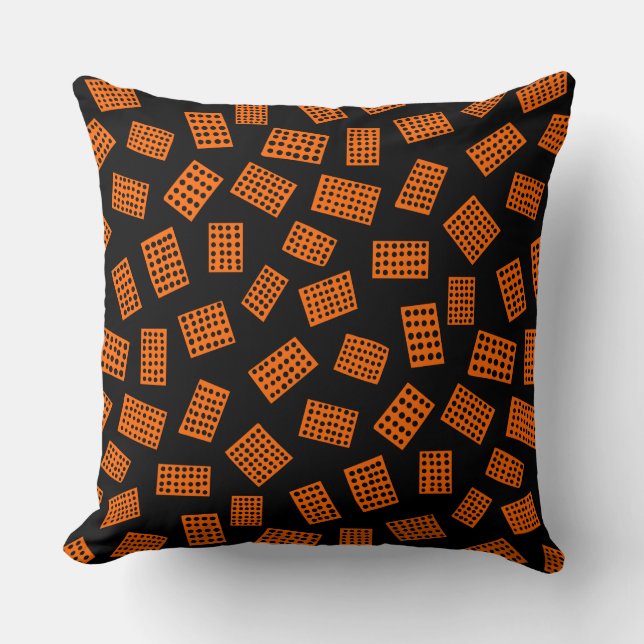 Coussin Rectangles Abstraites 081122 - orange sur noir (Recto)