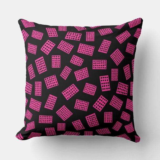 Coussin Rectangles Abstraites 081122 - Rose chaud sur noir (Recto)