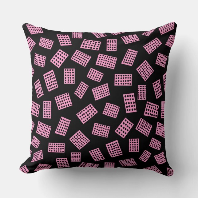 Coussin Rectangles Abstraites 081122 - Rose sur Noir (Recto)