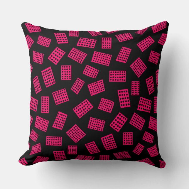 Coussin Rectangles Abstraites 081122 - Rouge néon sur noir (Recto)