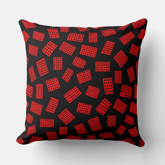 Coussin Rectangles Abstraites 081122 - Rouge sur noir (Recto)