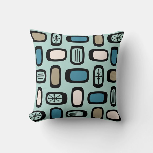 Coussin Rectangles arrondies MCM du milieu du siècle Aquam (Recto)