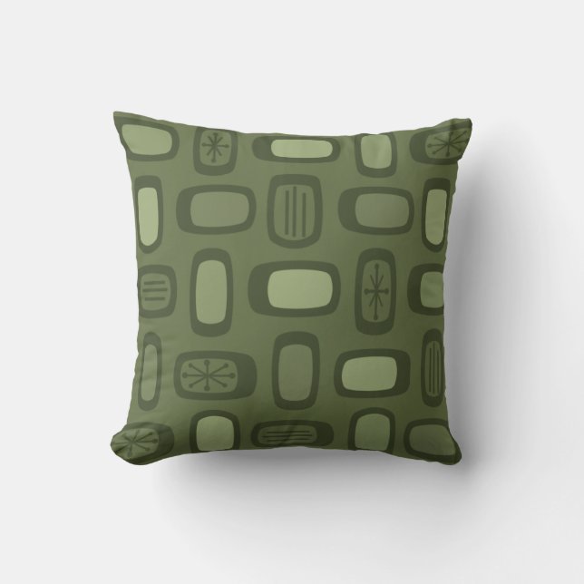Coussin Rectangles arrondies MCM du milieu du siècle vert  (Recto)