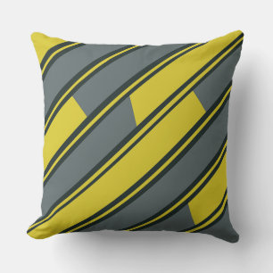 Coussin Rectangles diagonaux en jaune et gris foncé